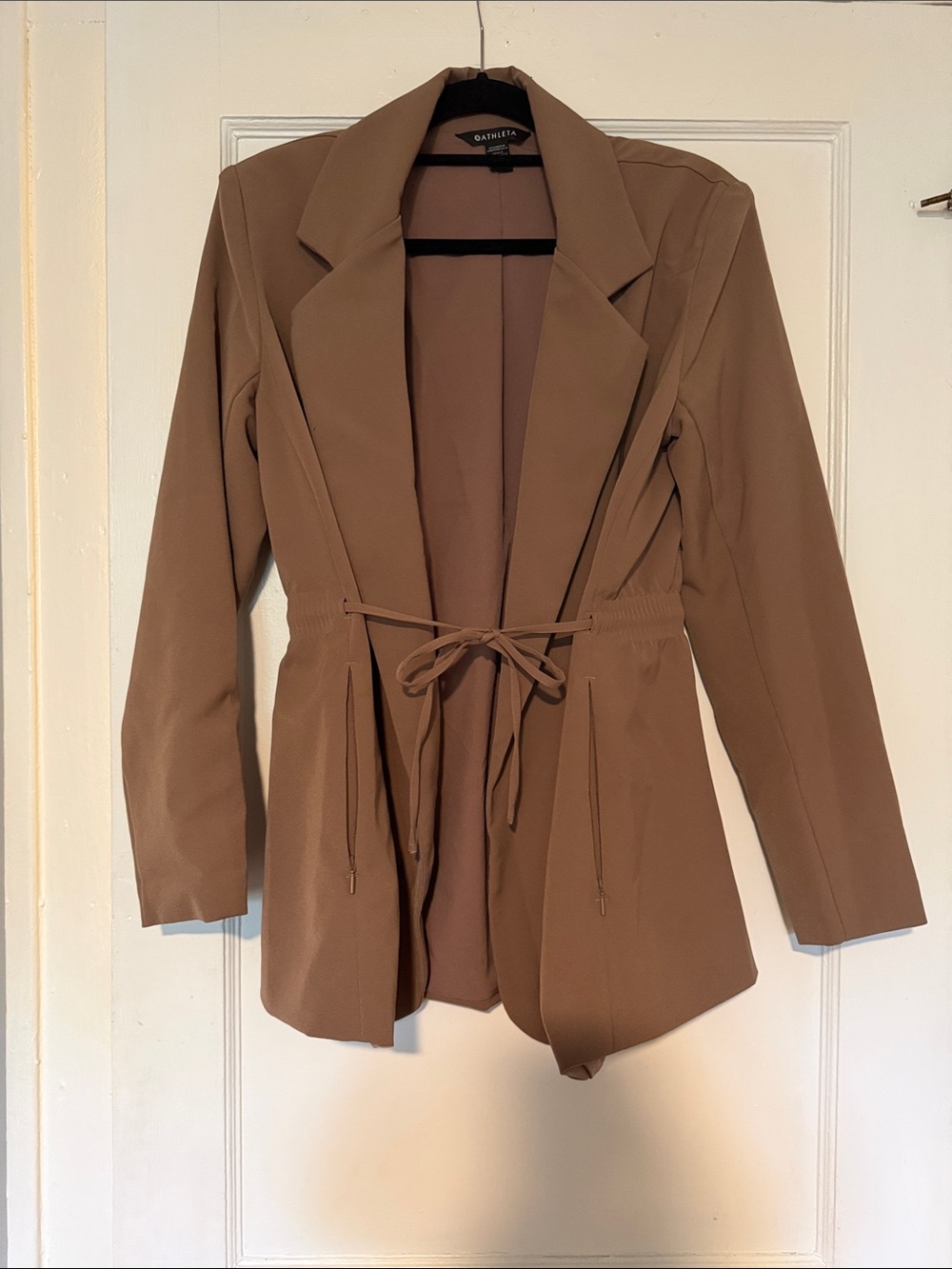 Athleta Tan Drawstring Waist Blazer Jacket